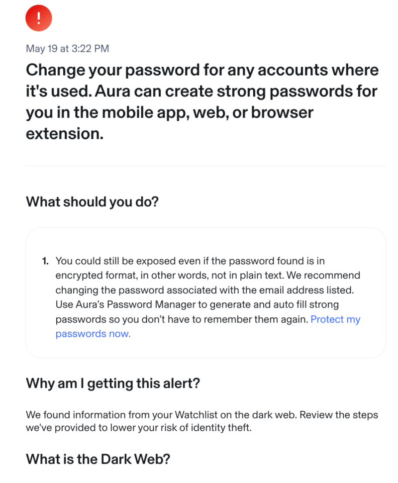 Aura Alerts Screenshot