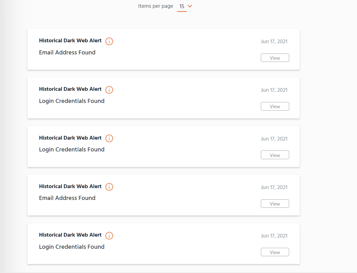 IdentityForce Alerts Dashboard