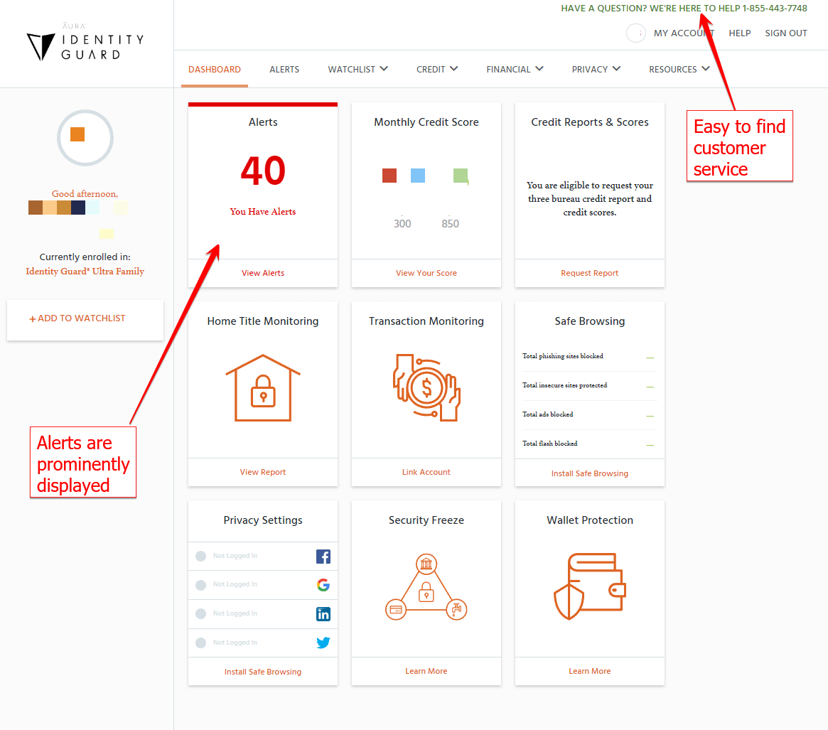 Identity Guard Dashboard