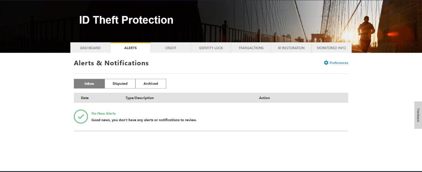 LifeLock Alerts Page